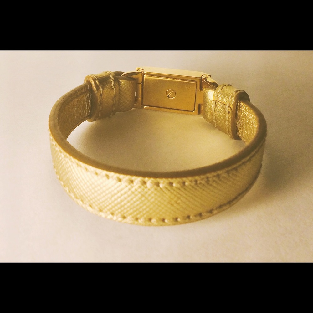 Prada Gold Plate and Beige Leather Bracelet - Picture 2 of 12